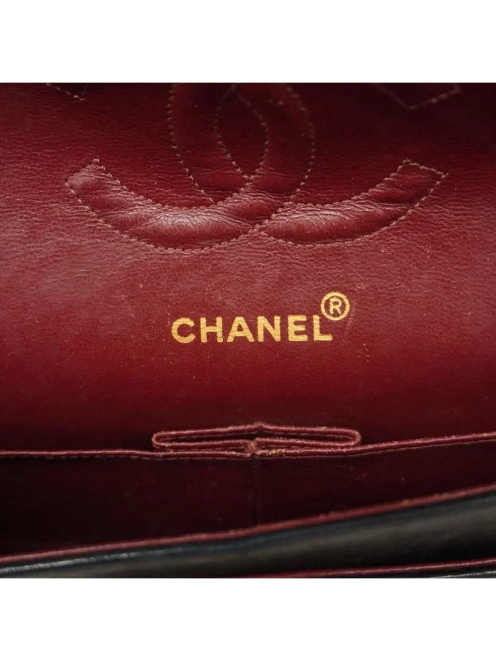 Chanel Shoulder Bag V-stitch Lambskin Black Gold